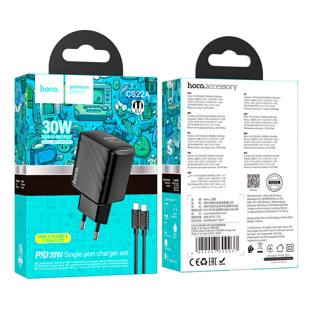 HOCO Wall charger CS22A Value PD30W EU cable set