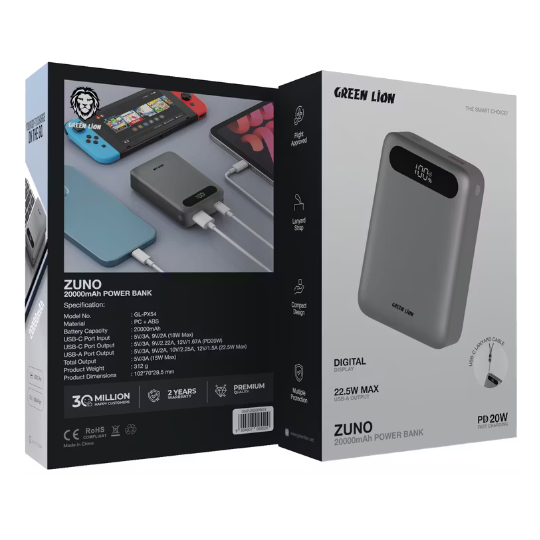 Green Lion Zuno 20000mAh Power Bank with Digital Display