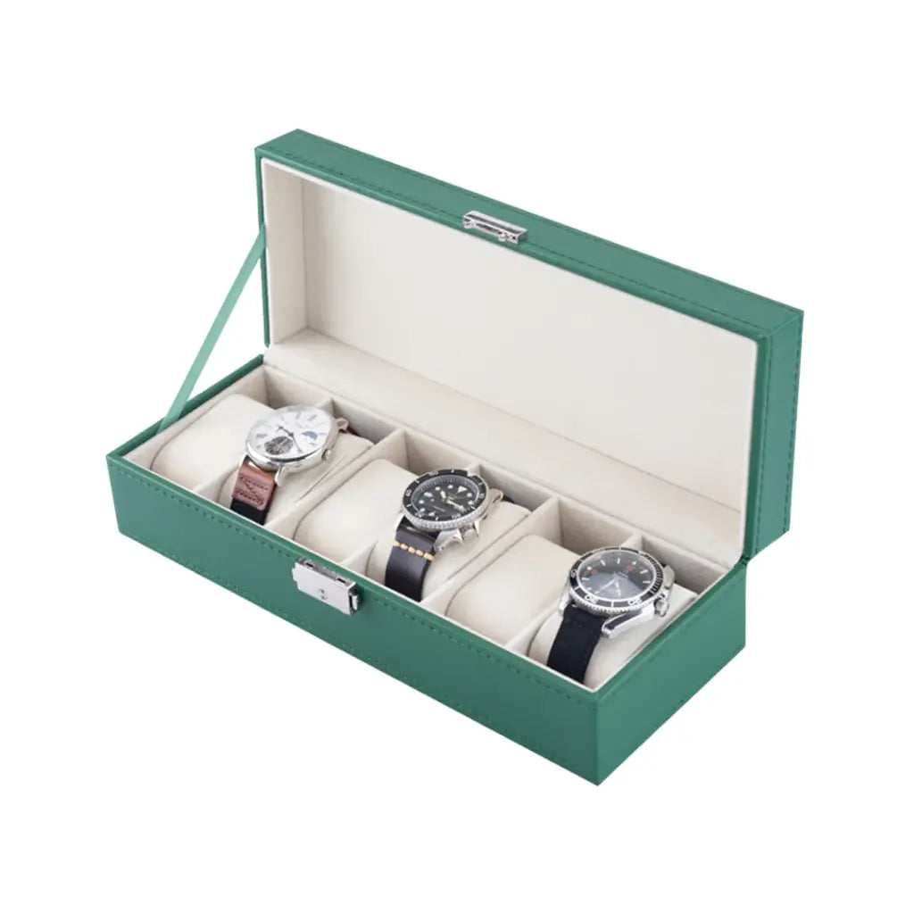 Green Lion Elegant Watch Box 6 Slots - Green