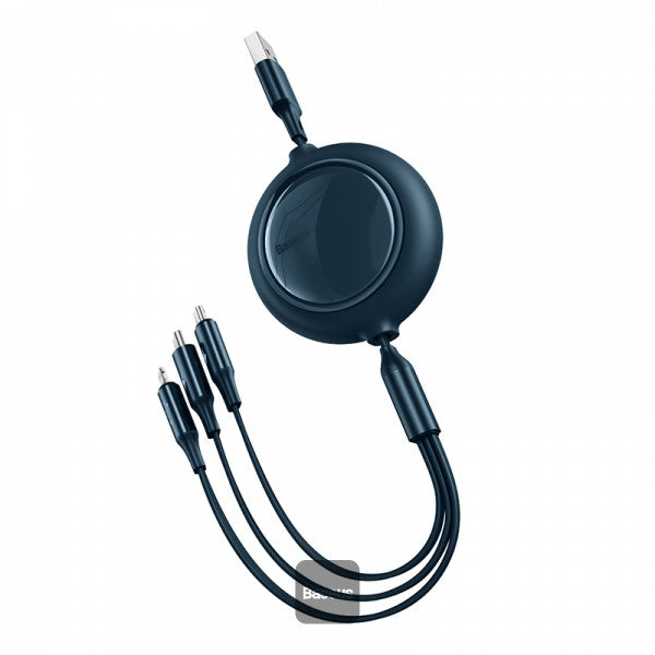 Baseus Bright Mirror One-for-three Retractable Data Cable USB to M+L+C 3.5A 1.2m