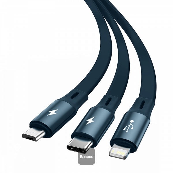Baseus Bright Mirror One-for-three Retractable Data Cable USB to M+L+C 3.5A 1.2m