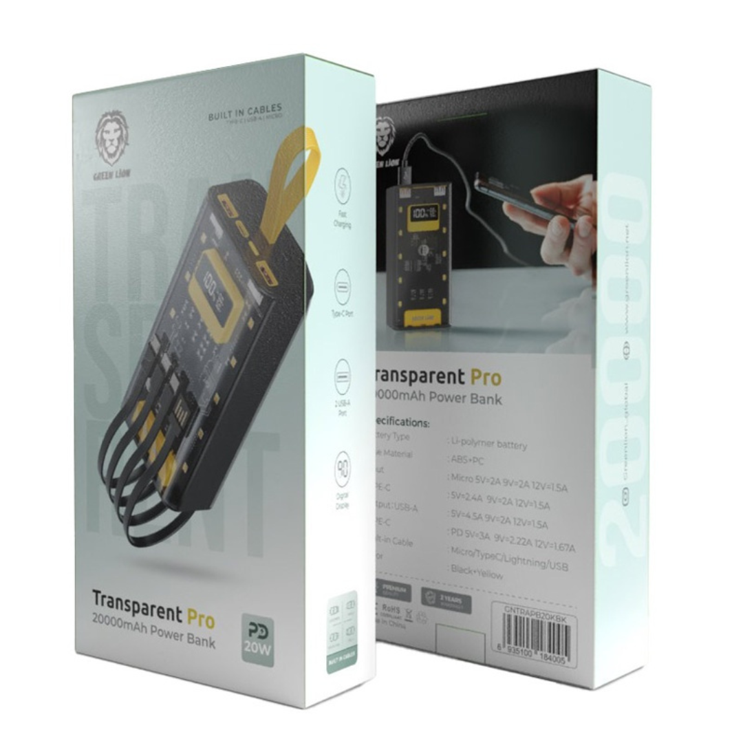 Green Lion Transparent Pro 20000mAh Power Bank
