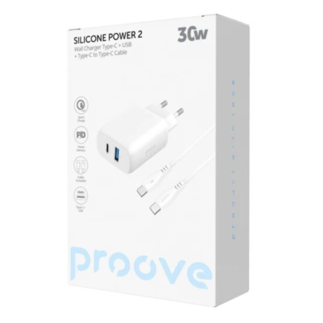 Proove Silicone Power 2 Type-C 30W + Type-C to Type-C 60W Cable (1m)