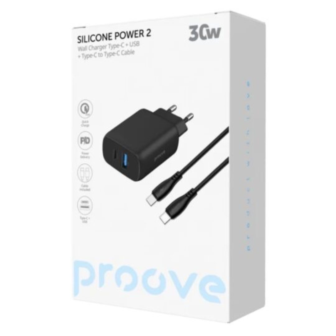 Proove Silicone Power 2 Type-C 30W + Type-C to Type-C 60W Cable (1m)