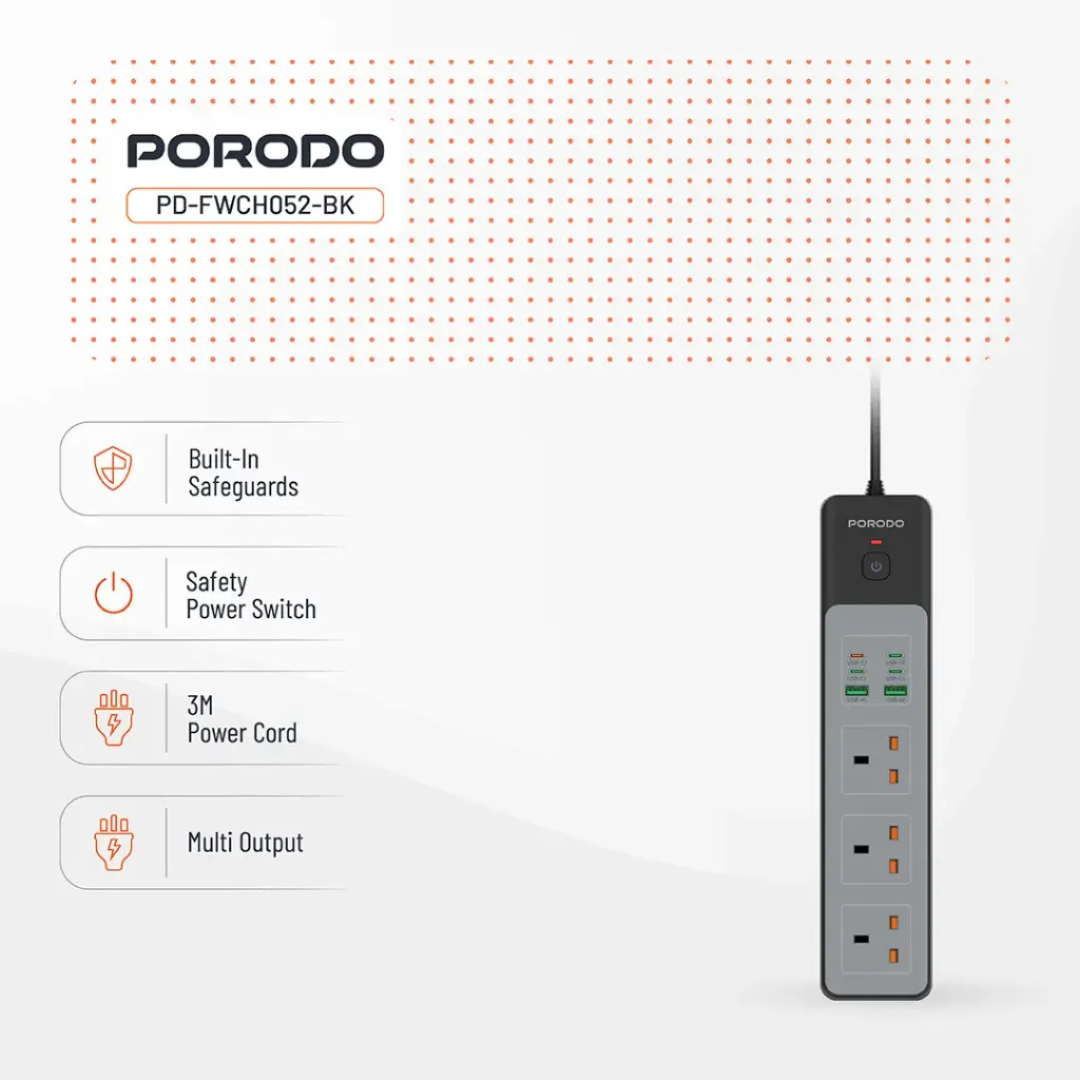 Porodo 3AC | 45W | 300W Power Strip