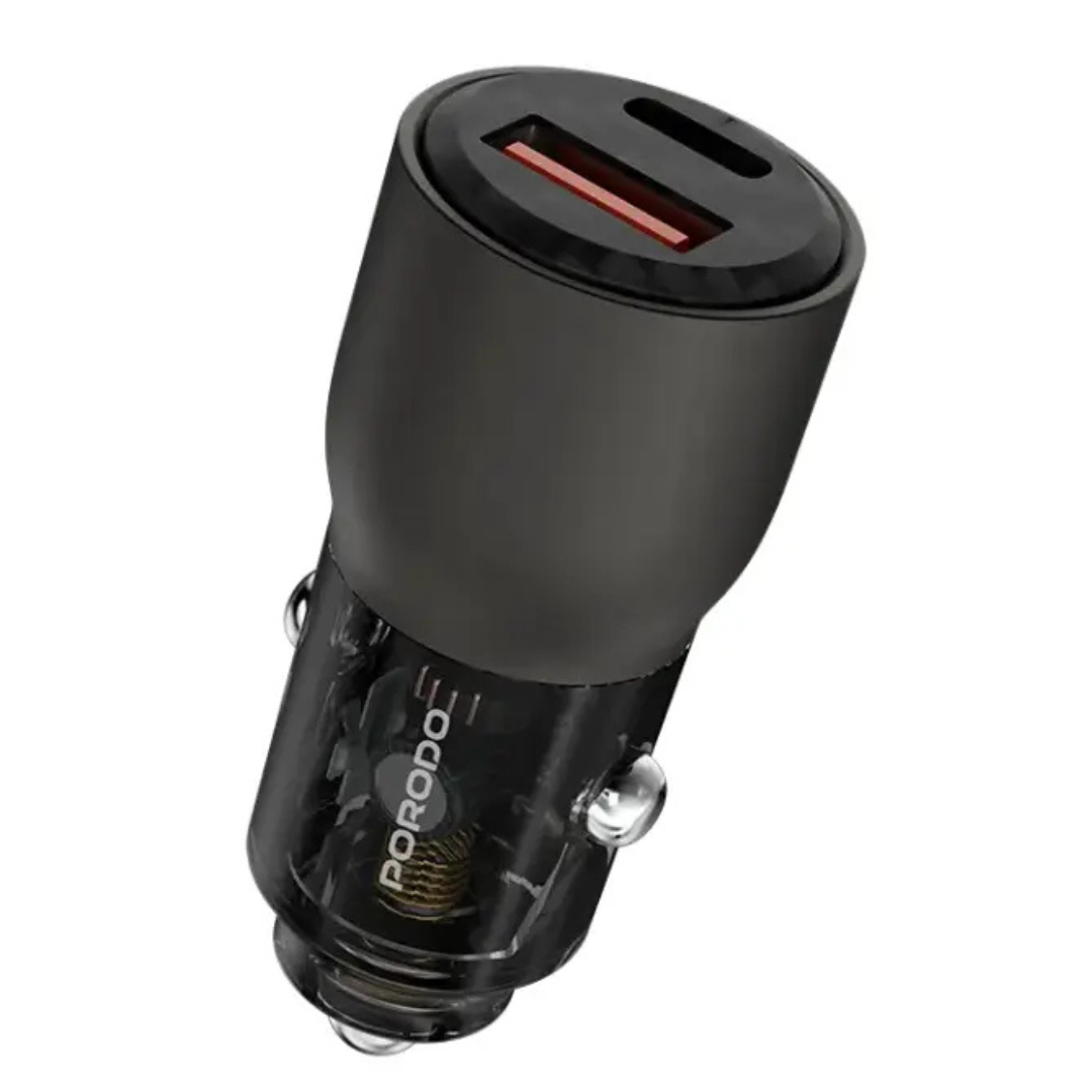 Porodo 95W Transparent Car Charger for Charging Multiple Devices with PD Technology