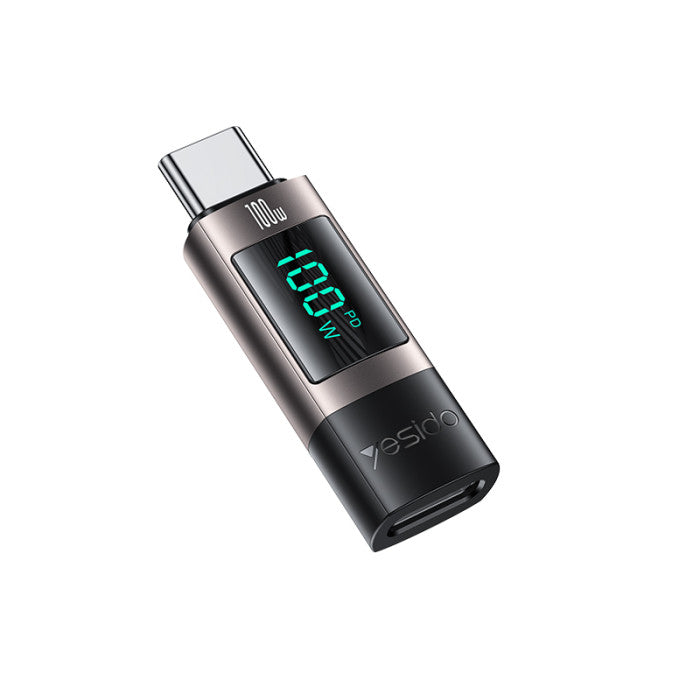 Yesido GS24 Aluminum Alloy Data Transmission Power Real-time Display TC To TC Digital Charging Adapter