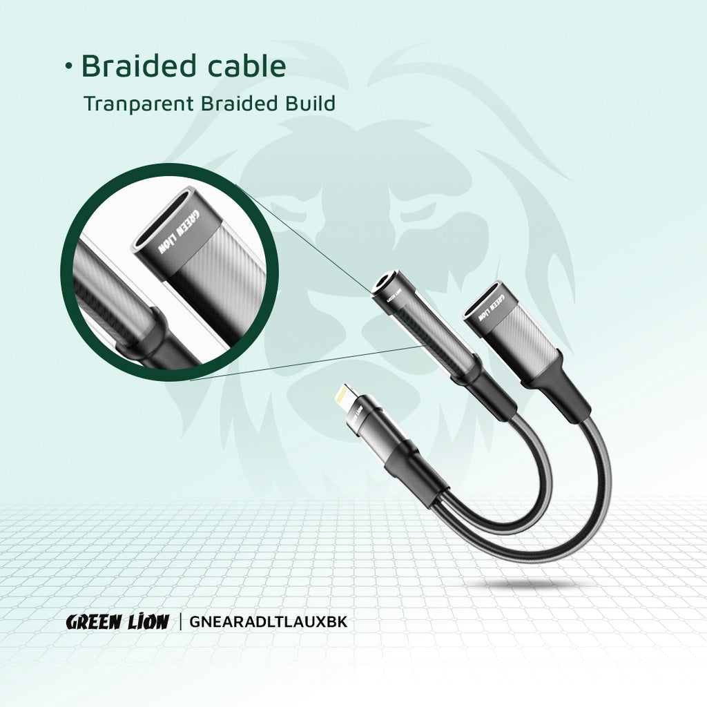 Green Lion 2 in 1 Earphone & Charging Adapter Lightning to Lightning