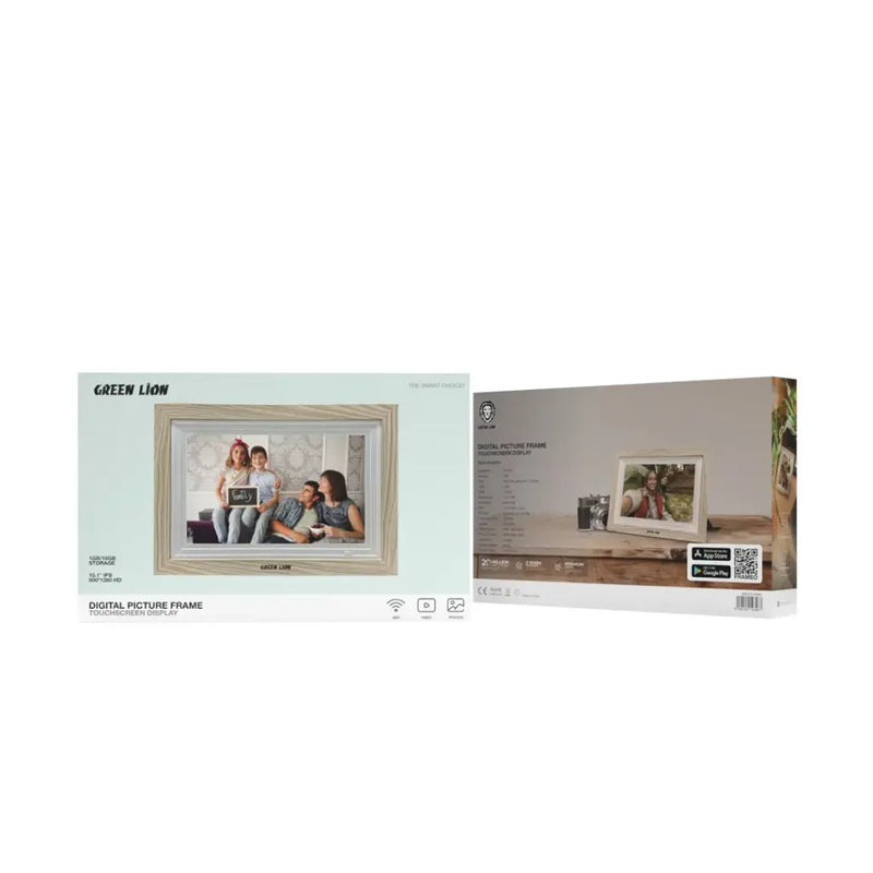 Green Lion Digital Picture Frame Touch Screen Display 10.1 Inch - Wood