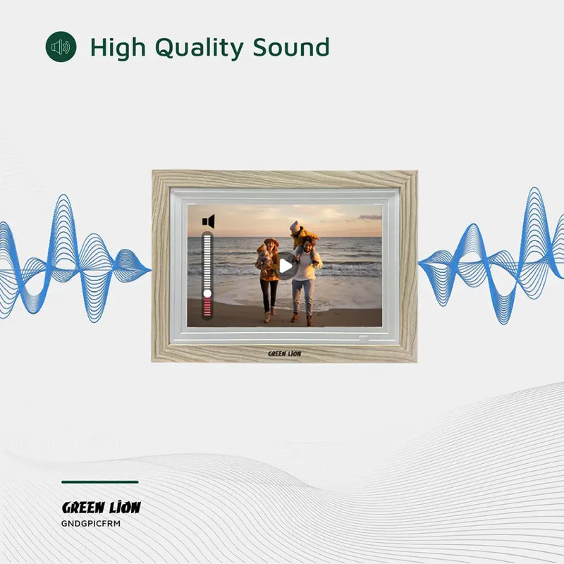 Green Lion Digital Picture Frame Touch Screen Display 10.1 Inch - Wood