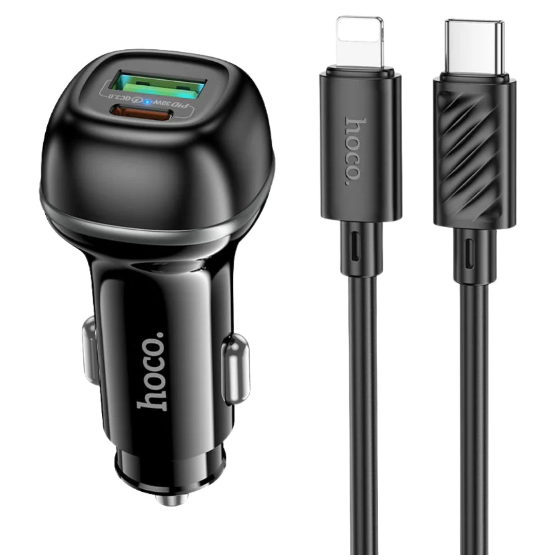 Hoco 48W Car charger Set with USB-C to Lightning Cable