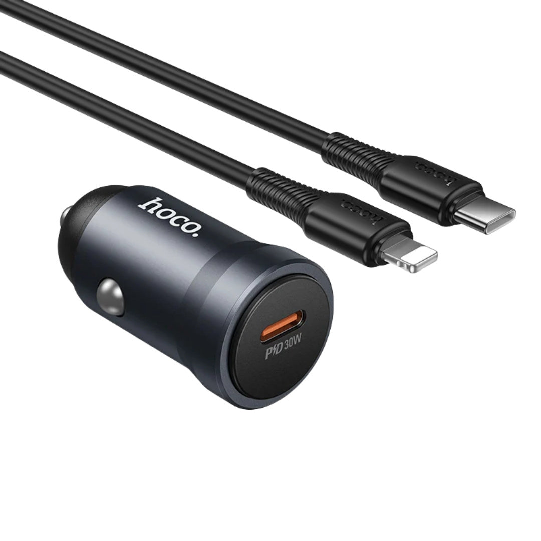 Hoco USB-C PD 30W Car Charger Set (USB-C to Lightning Cable)