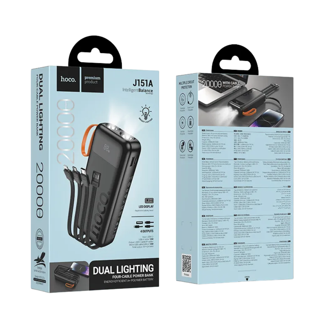 Hoco J151A Spirit Dual Lighting Four-Cable Power Bank(20000mAh)