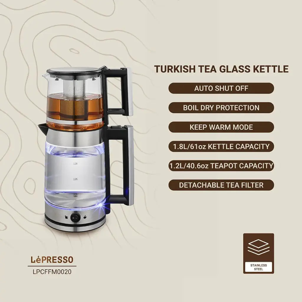 Lepresso Turkish Tea Glass Kettle