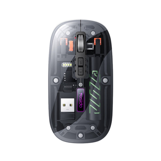 Yesido KB29 Mute Button Dual-mode Connection Ergonomic Design Crystal Transparent 2.4G+BT Wireless Mouse