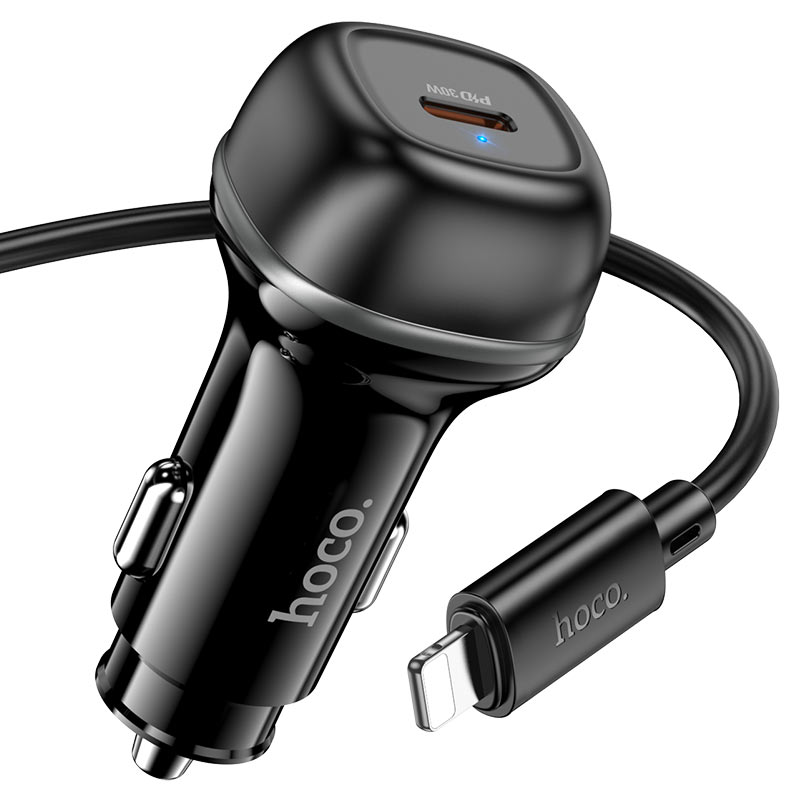 HOCO USB-C PD 30W Car Charger with Type-C to Iphone cable