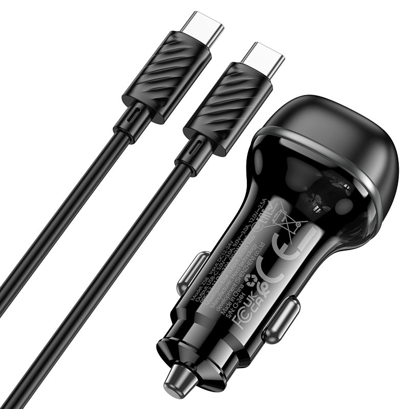 HOCO USB-C PD 30W Car Charger with Type-C to Type-C Cable